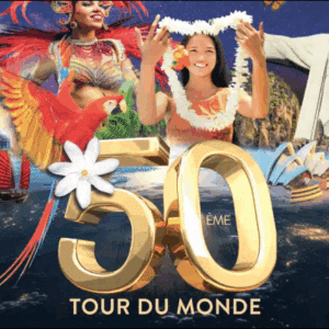50ème anniversaire du tour du monde, mettant en avant des destinations iconiques et des expériences culturelles. TMR Voyages.