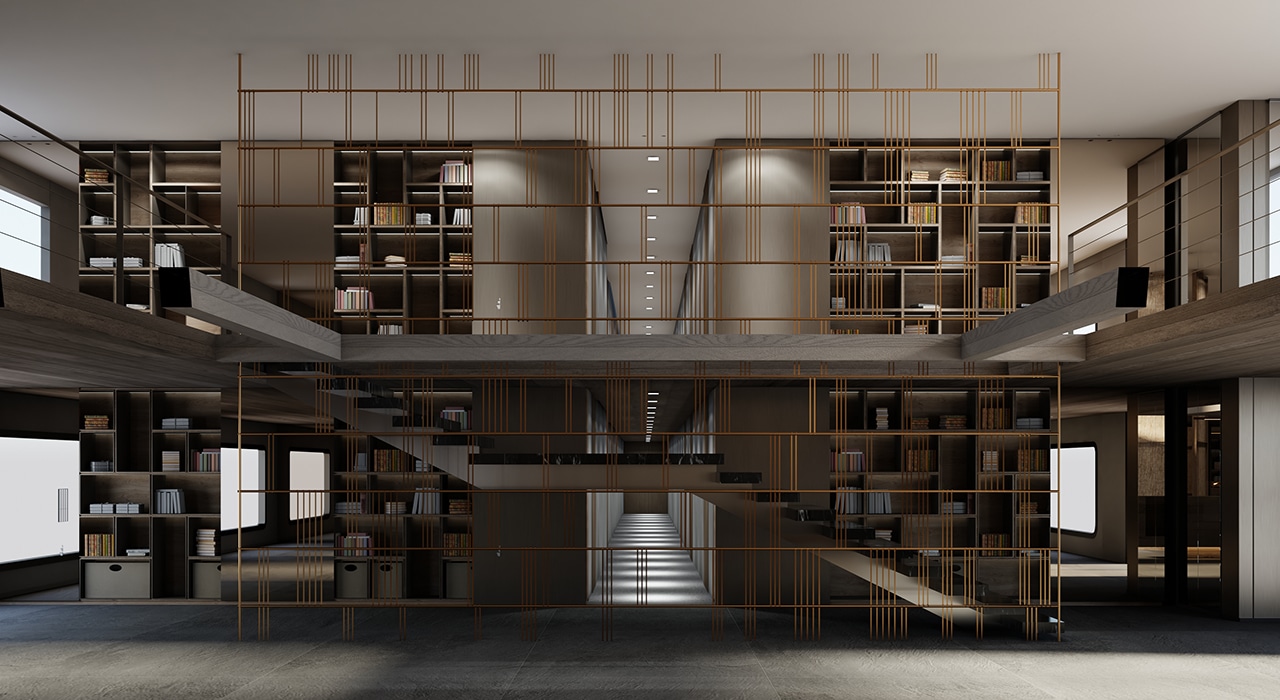 Intérieur moderne d'un bateau de croisière, mettant en avant un espace de lecture élégant pour des croisières exclusives TMR.